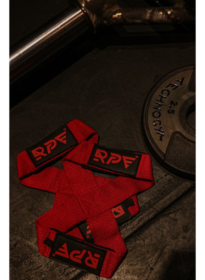 RPE Gear Red Figure-8 Lifting Straps – Heavy-Duty Deadlift Wrist Straps with Padded Support for Maximum Grip Strength - Image 3